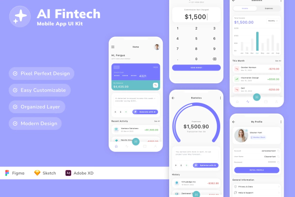 AI Fintech Mobile App UI Kit