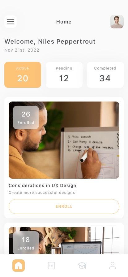 E-Learning Mobile App UI Kit - Screenshot 1