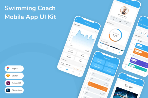 Swimming Coach Mobile App UI Kit