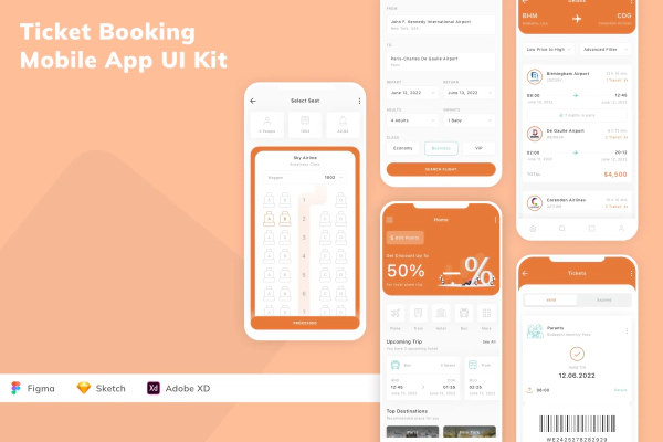 Ticket Booking Mobile App UI Kit
