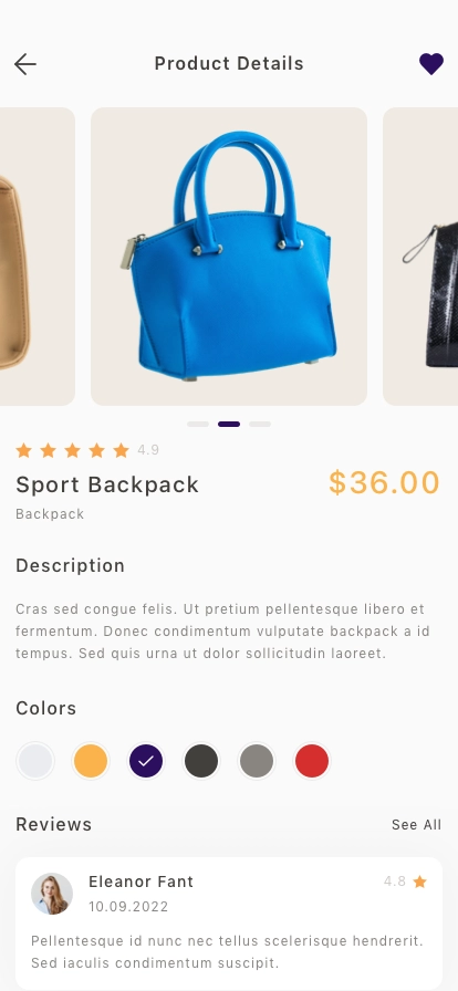 Bag Store Mobile App UI Kit - Screenshot 3