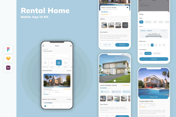 Rental Home Mobile App UI Kit