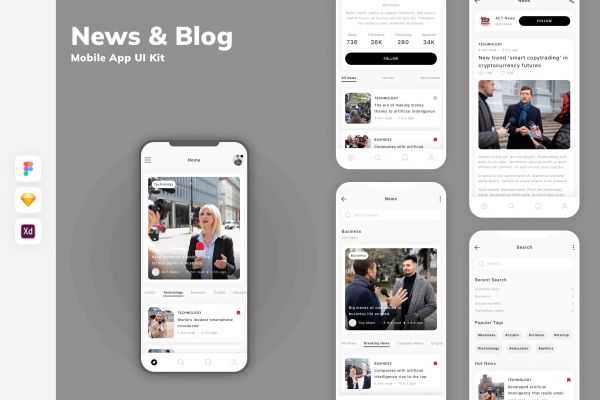 News & Blog Mobile App UI Kit