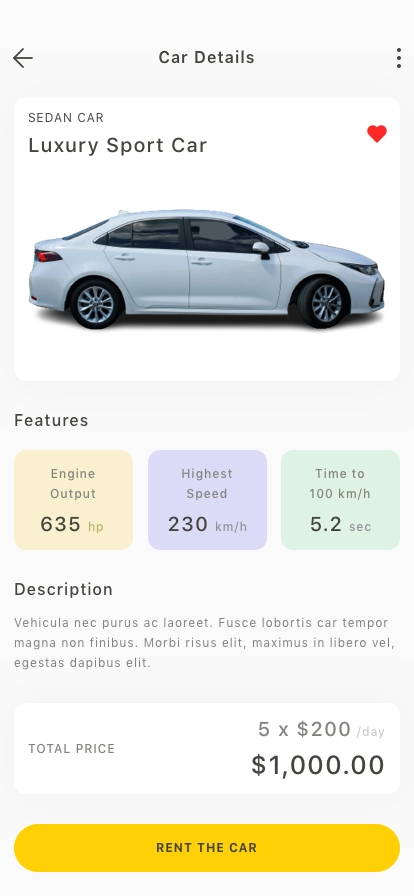 Car Rental Mobile App UI Kit - Screenshot 4