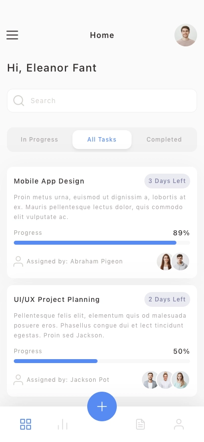 Team & Project Management Mobile App UI Kit - Screenshot 1