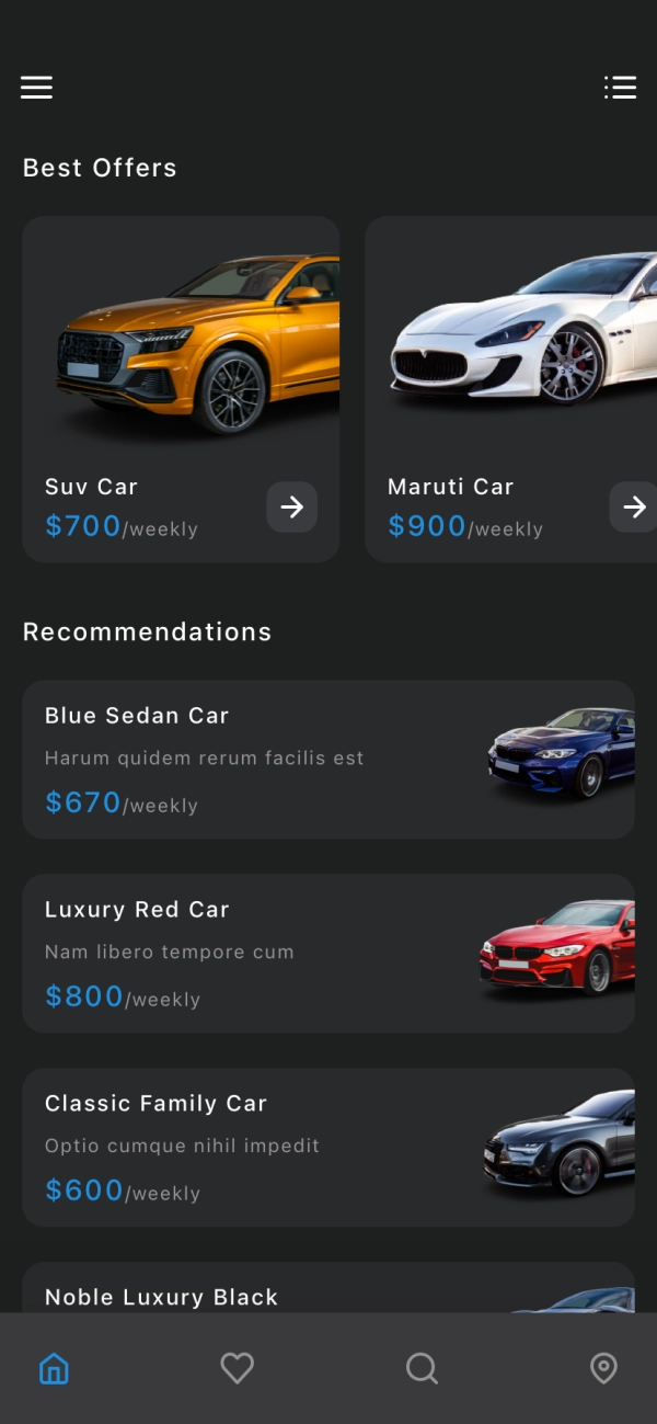 Rent a Car Mobile App UI Kit - Screenshot 1