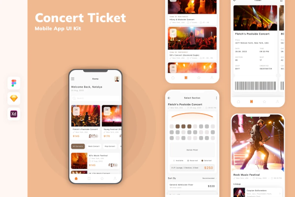 Concert Ticket Mobile App UI Kit