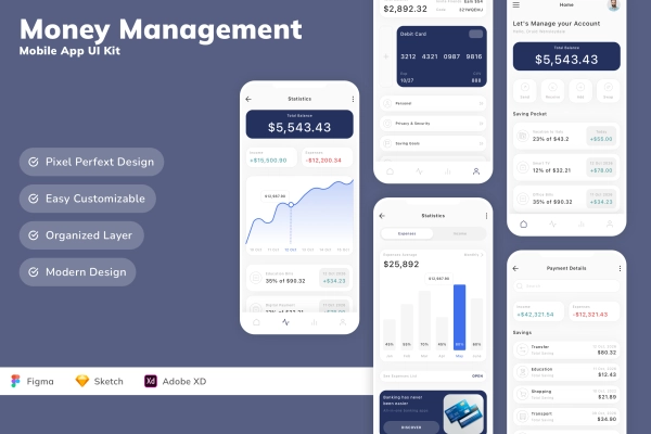 Money Management Mobile App UI Kit