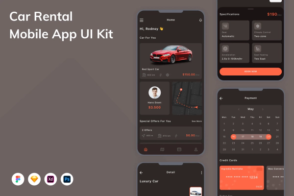 Car Rental Mobile App UI Kit