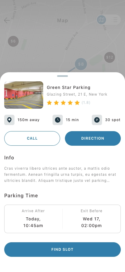Find Parking Space Mobile App UI Kit - Screenshot 5