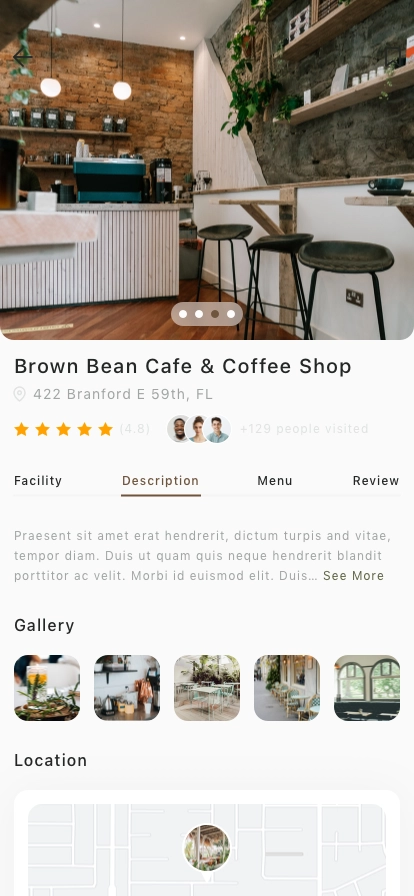 Finder Cafe Mobile App UI Kit - Screenshot 2