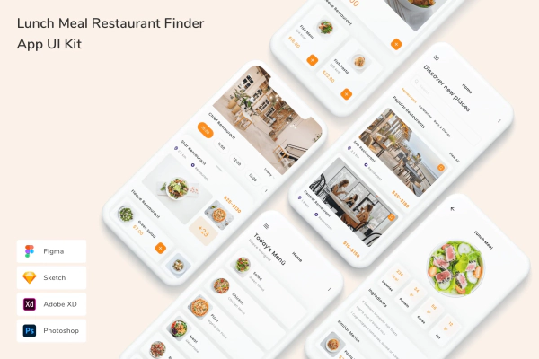 Lunch Meal Restaurant Finder App UI Kit