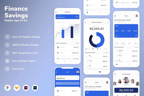 Finance & Savings Mobile App UI Kit