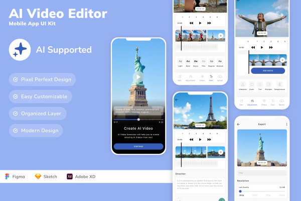 AI Video Editor Mobile App UI Kit