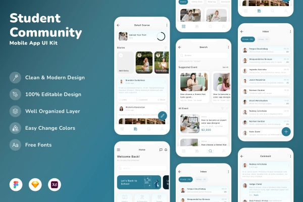 Student Community Mobile App UI Kit