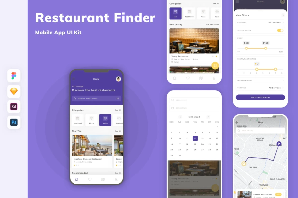 Restaurant Finder Mobile App UI Kit