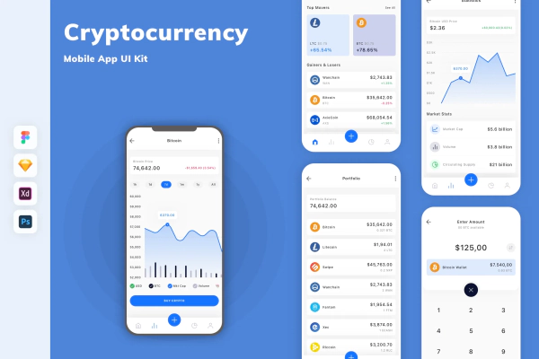 Cryptocurrency Mobile App UI Kit