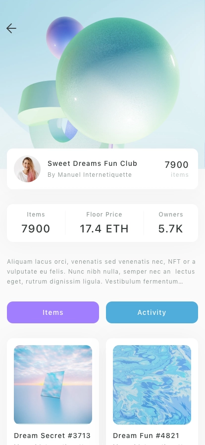 NFT Investing Mobile App UI Kit - Screenshot 2