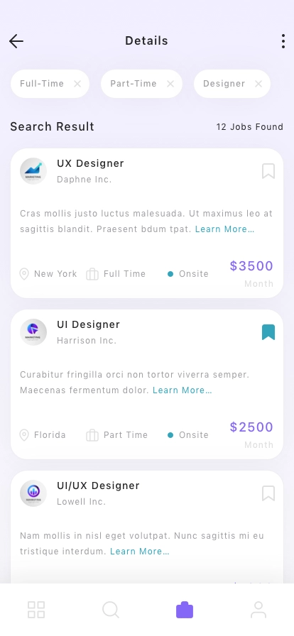 Job Search Mobile App UI Kit - Screenshot 2