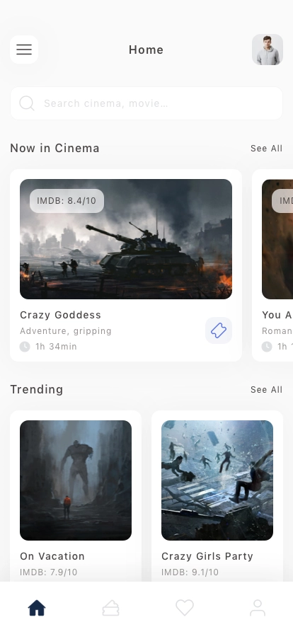 Cinema Booking Mobile App UI Kit - Screenshot 1
