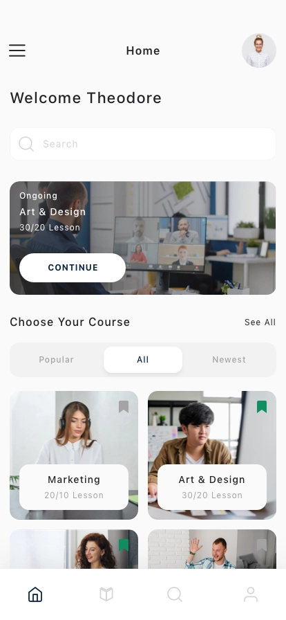 Online Learning Mobile App UI Kit - Screenshot 1