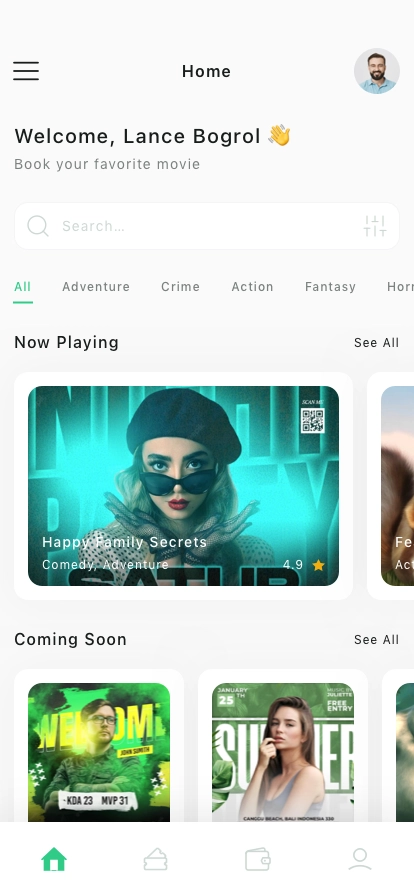 Movie Ticket Booking Mobile App UI Kit - Screenshot 1