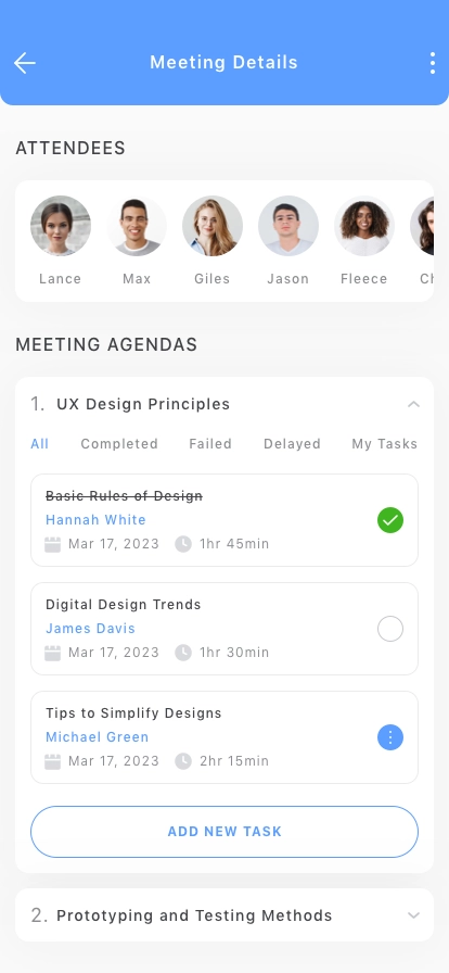 Meetings & Tasks Mobile App UI Kit - Screenshot 5
