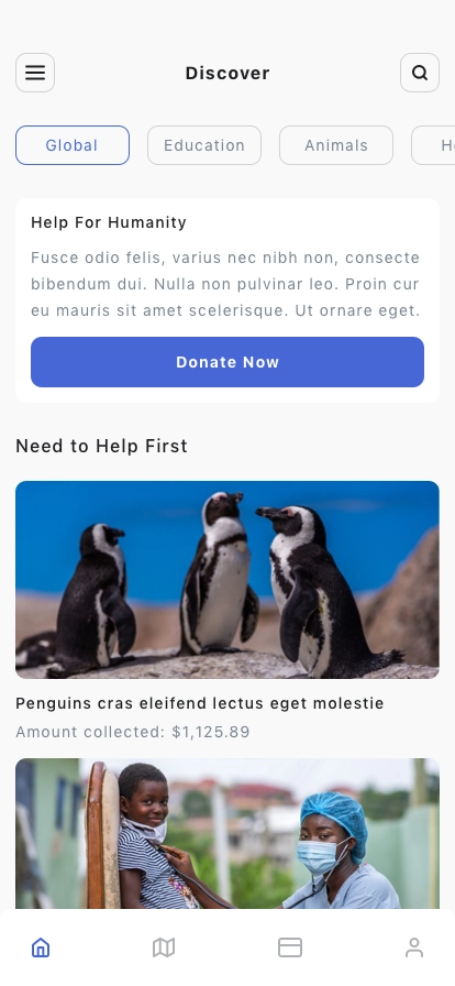 Donation & Charity Mobile App UI Kit - Screenshot 1