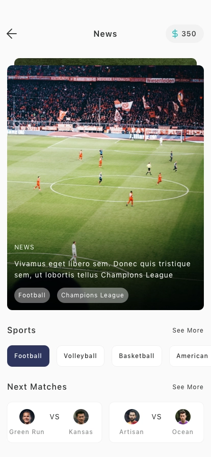 Sports News & Scores Mobile App UI Kit - Screenshot 5