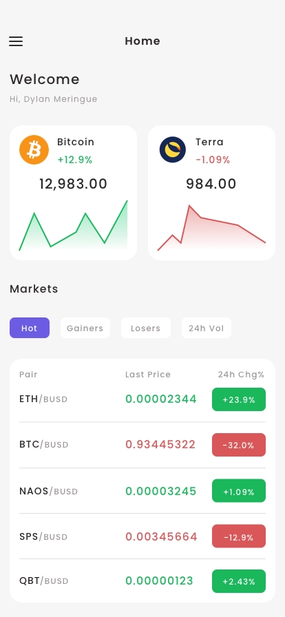 Cryptocurrency Exchange App UI Kit - Screenshot 1