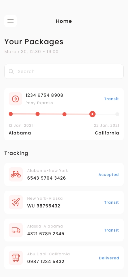 Parcel & Package Delivery App UI Kit - Screenshot 1
