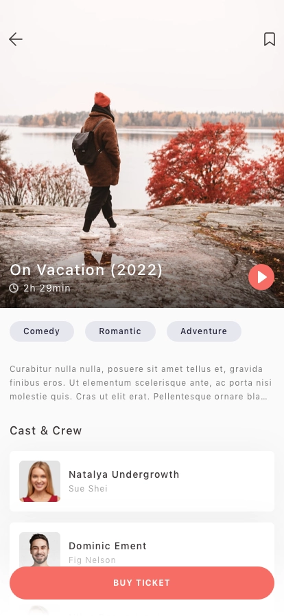 Cinema Ticket Booking Mobile App UI Kit - Screenshot 3