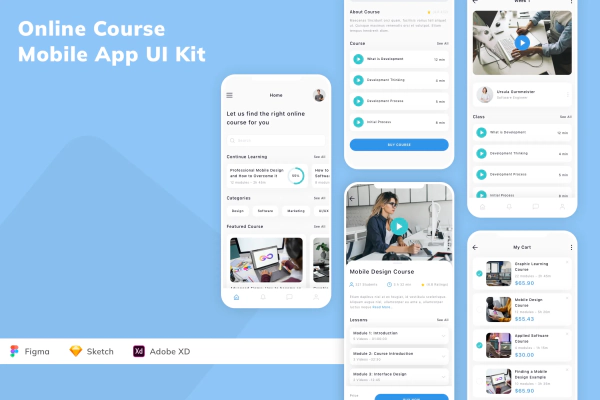 Online Course Mobile App UI Kit