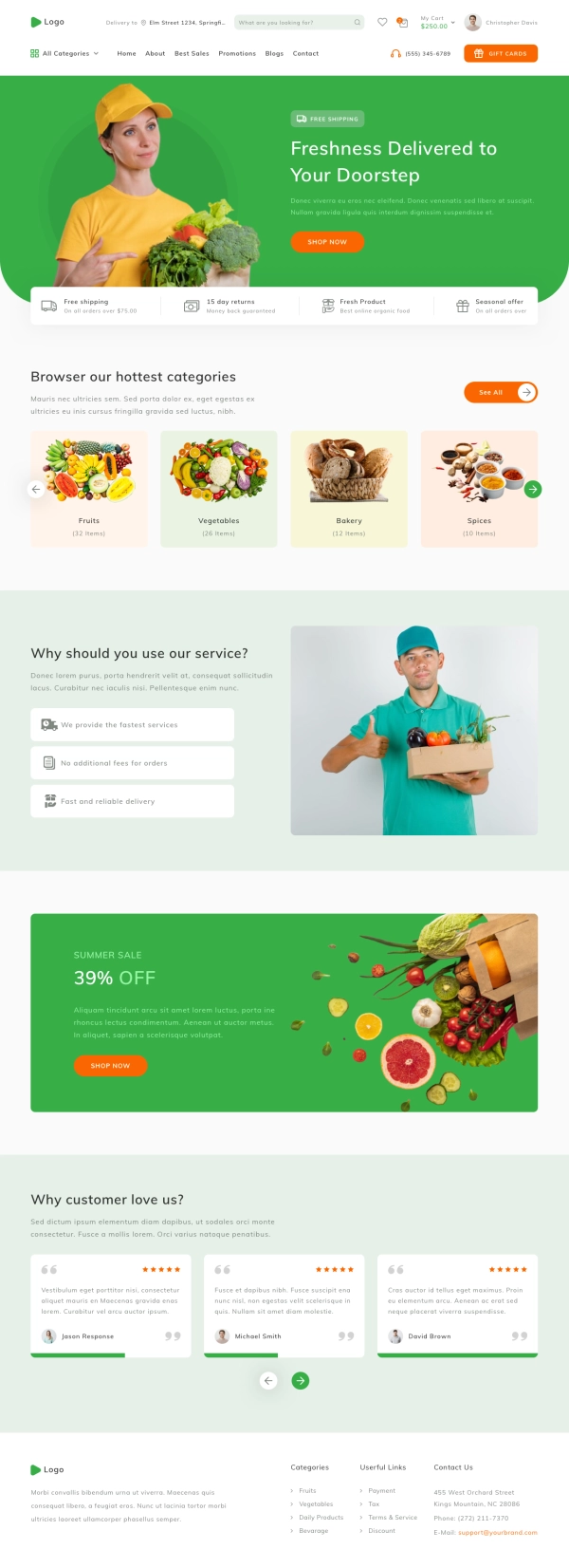 Grocery Store Landing Page Template UI Kit - Screenshot 1