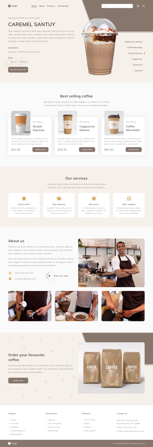 Coffee Delivery Landing Page Template UI Kit - Screenshot 1