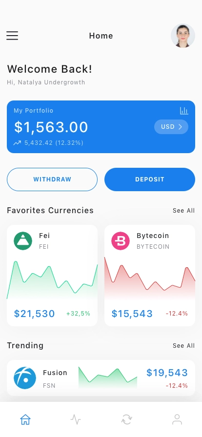 Blockchain Wallet Mobile App UI Kit - Screenshot 1