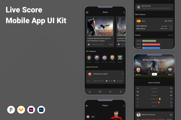Live Score Mobile App UI Kit