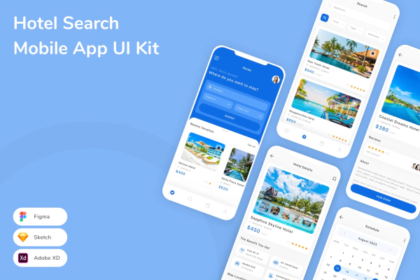 Hotel Search Mobile App UI Kit
