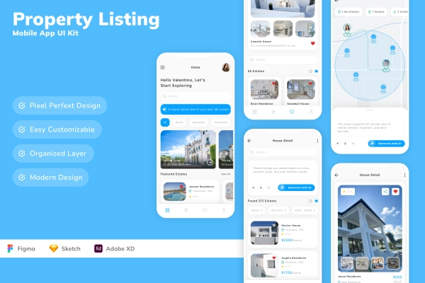 Property Listing Mobile App UI Kit