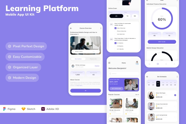 Learning Platform Mobile App UI Kit