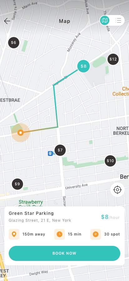 Find Parking Space Mobile App UI Kit - Screenshot 2