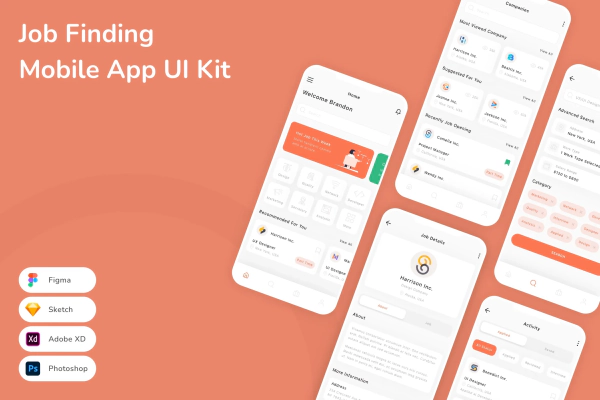 Job Finding Mobile App UI Kit