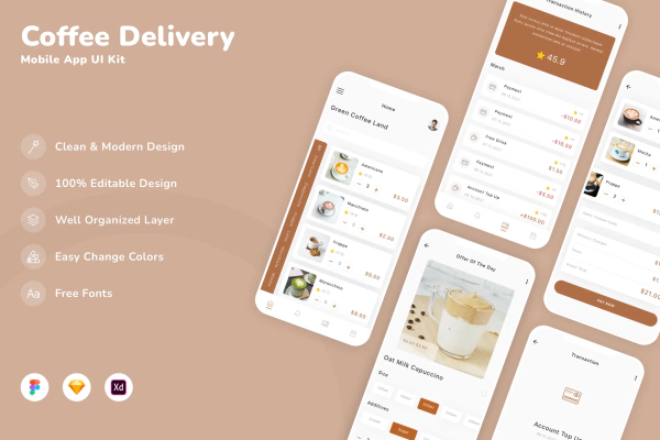 Coffee Delivery Mobile App UI Kit