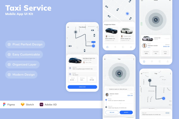 Taxi Service Mobile App UI Kit