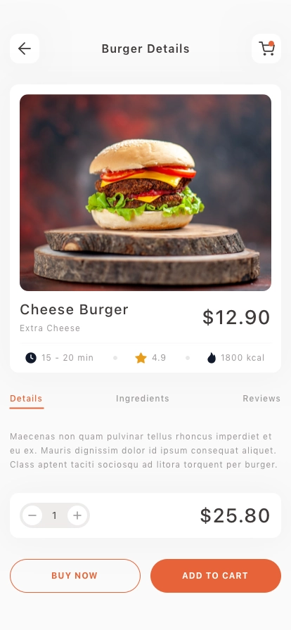 Food & Burger Mobile App UI Kit - Screenshot 3