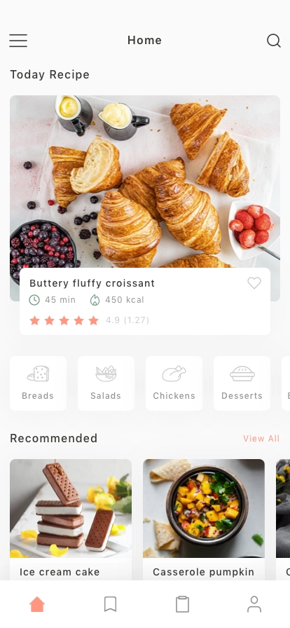Food Recipe Mobile App UI Kit - Screenshot 1
