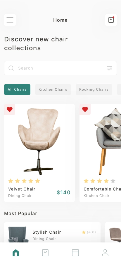 Chair Shop eCommerce App UI Kit - Screenshot 1