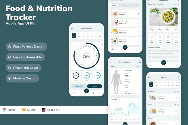 Food & Nutrition Tracker Mobile App UI Kit