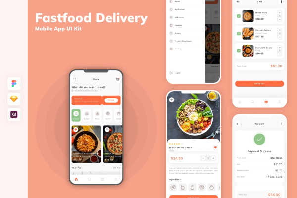 Fastfood Delivery Mobile App UI Kit