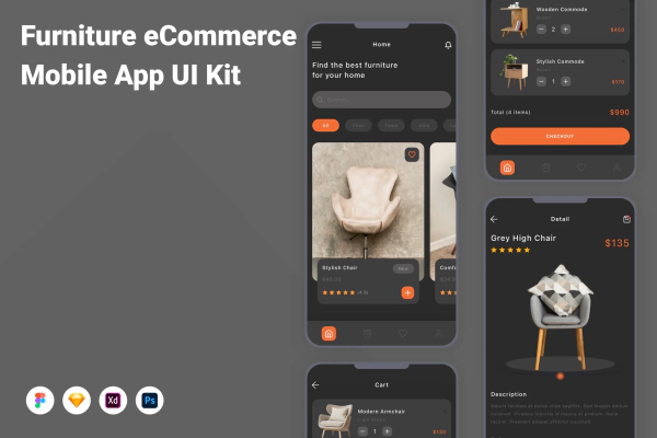 Furniture eCommerce Mobile App UI Kit